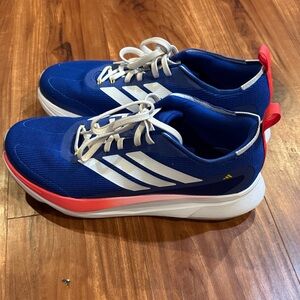 Adidas Navy and White Running Shoes with Red Trim